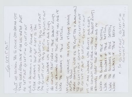 Lot #406 Oasis: Gallagher, Noel: Five Oasis song lyrics handwritten by Noel Gallagher - Image 3
