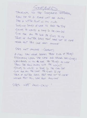 Lot #406 Oasis: Gallagher, Noel: Five Oasis song lyrics handwritten by Noel Gallagher - Image 5