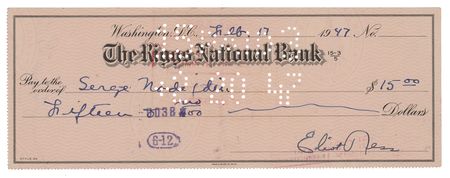 Lot #191 Eliot Ness Check - Image 1