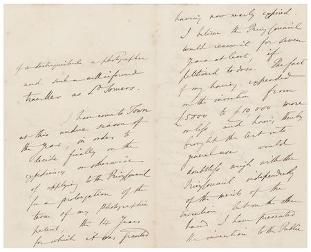 Lot #292 Henry Fox Talbot: Rare handwritten letter by Great Britain's 'father of photography' on his famous patent dispute: 