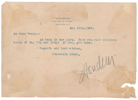 Lot #566 Harry Houdini Typed Letter Signed - Image 1