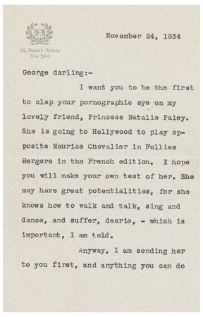 Lot #724 Elsa Maxwell Typed Letter Signed - Image 1