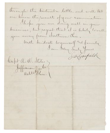 Lot #19 James A. Garfield Signed Letter - Image 2
