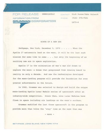 Lot #3474  Apollo 17 Grumman Press Kit - Image 11