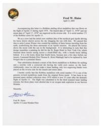 Lot #3273 Fred Haise's Apollo 13 Flown Robbins Medallion - Image 4