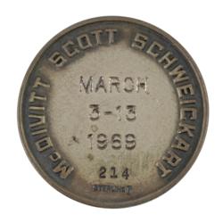 Lot #3154 Jim McDivitt's Apollo 9 Flown Robbins Medallion - Image 2