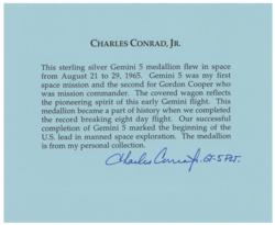 Lot #3056 Charles Conrad's Gemini 5 Flown Fliteline Medallion - Image 4