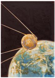 Lot #3554  Soyuz TMA-14/ISS Flown Painting by Jan Fekete - Image 1