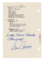 Lot #3462  Apollo 17 Lunar Flown Checklist Page - Image 1