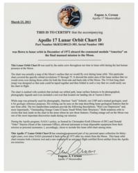 Lot #3465 Gene Cernan's Apollo 17 Flown Lunar Orbit Chart - Image 6