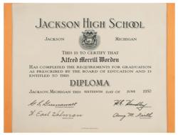 Lot #3332 Al Worden's Signed Senior Yearbook and Graduation Diploma from Jackson High School - Image 8