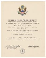 Lot #3403 Al Worden's Meritorious Service Award and Air Force Retirement Certificate - Image 6