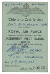 Lot #3328 Al Worden's Signed RAF Instrument Pilot