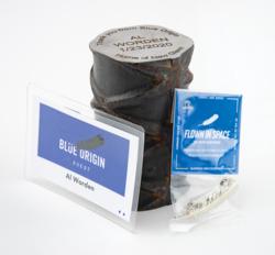 Lot #3398 Al Worden's Blue Origin Flown Pin, Vehicle Access Tower Artifact, and Badge - Image 1