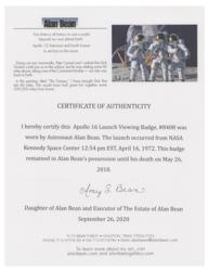 Lot #3437 Alan Bean's Apollo 16 Launch Viewing Badge - Image 3