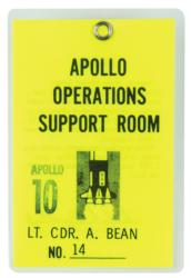 Lot #3160 Alan Bean's Apollo 10 Operations Support Room Badge - Image 1
