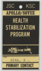 Lot #3570 Alan Bean's Apollo-Soyuz Health Stabilization Program Badge - Image 1