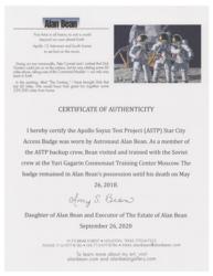 Lot #3571 Alan Bean's Apollo-Soyuz Star City Access Badge - Image 2