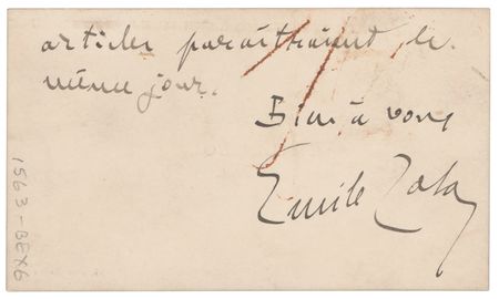 Lot #378 Emile Zola Handwritten Letter Signed - Image 1