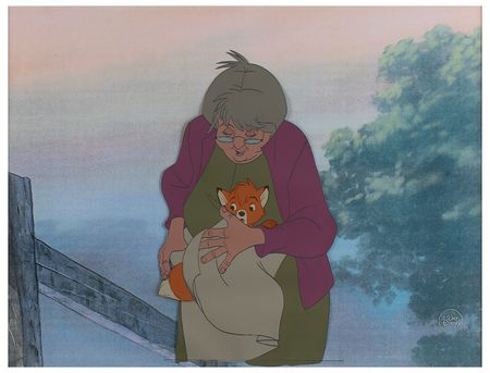 Lot #820 Tod and Widow Tweed production cel from The Fox and the Hound Production Cel - Image 1