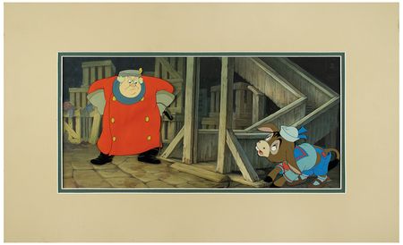 Lot #655 Coachman and donkey mini-pan key master background set-up from Pinocchio: The evil and elusive Coachman of Pinocchio with a hand-painted mini-panoramic background - Image 2
