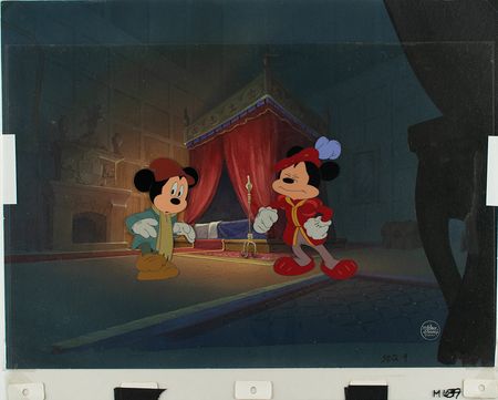 Lot #833 Mickey Mouse and the Prince production cel and production background from The Prince and the Pauper Production Cel and Production Background - Image 2