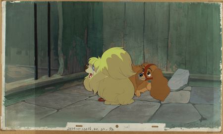 Lot #712 Lady and Peg production cels and pan production background from Lady and the Tramp Production Cels and Production Background - Image 2