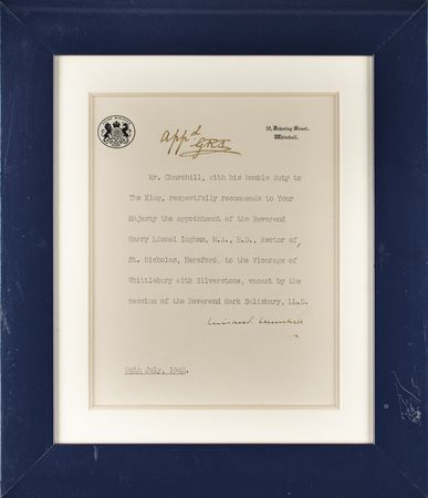 Lot #150 Winston Churchill and King George VI: Churchill and King George VI appoint a vicar - Image 1