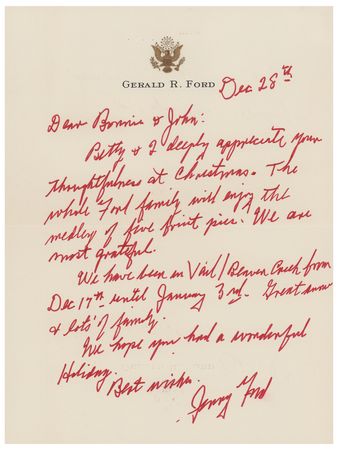 Lot #72 Gerald Ford Handwritten Letter Signed - Image 1