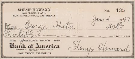 Lot #559 Three Stooges: Shemp Howard Check - Image 2
