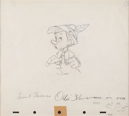 Lot #796 Pinocchio Production Drawing Signed by Frank Thomas and Ollie Johnston Production Drawing - Image 1