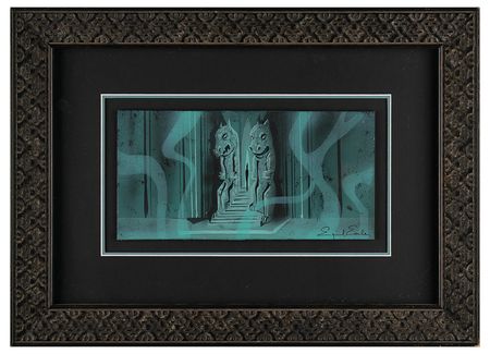 Lot #721 Eyvind Earle concept painting of Maleficent from Sleeping Beauty: The ominous inner sanctum of Maleficent, conceived by the great Eyvind Earle - Image 1