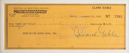 Lot #509 Clark Gable Check - Image 2