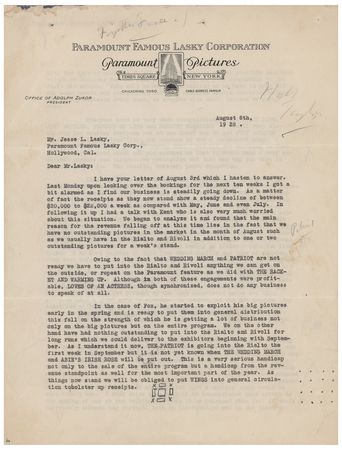 Lot #568 Adolph Zukor - Image 1