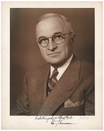 Lot #28 Harry S. Truman Signed Photograph