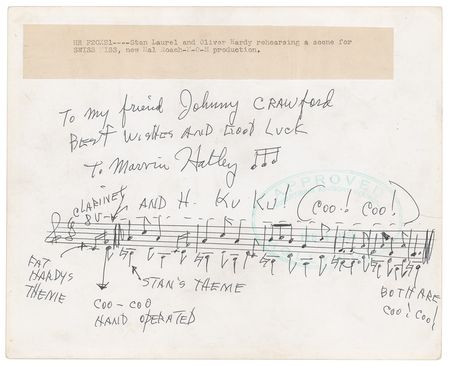 Lot #526 Laurel and Hardy: Hatley, T. Marvin Signed Musical Quote - Image 2