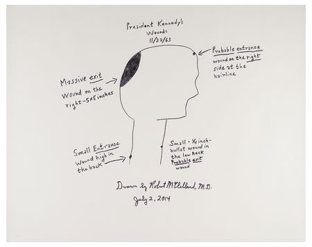 Lot #160 Kennedy Assassination: McClelland, Dr. Robert: Uncommonly large sketch of 