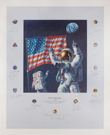 Lot #277 Al Worden's Signed Alan Bean 'In the Beginning' Artist's Proof Print Lithograph - Image 1