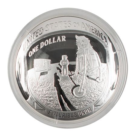 Lot #309 Al Worden's Apollo 11 50th Anniversary 5 oz. Silver Coin Silver Coin - Image 1