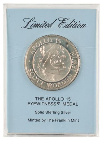 Lot #314 Al Worden's Apollo 15 Franklin Mint Silver Medal Medallion - Image 1