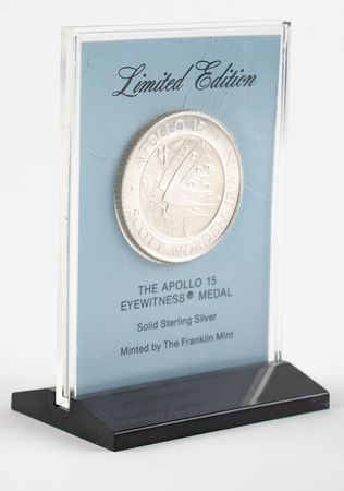 Lot #314 Al Worden's Apollo 15 Franklin Mint Silver Medal Medallion - Image 3