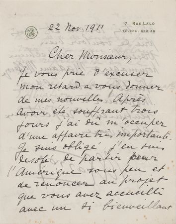 Lot #265 Roland Garros Handwritten Letter Signed - Image 1