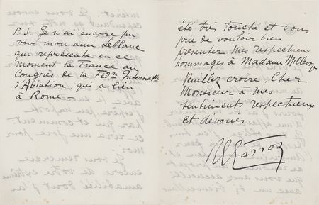 Lot #265 Roland Garros Handwritten Letter Signed - Image 3