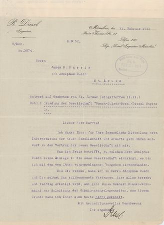 Lot #136 Rudolf Diesel Typed Letter Signed - Image 1