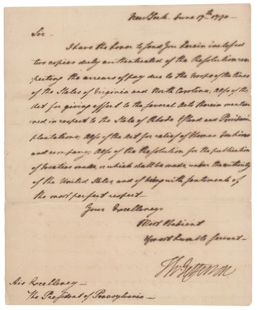 Lot #2 Thomas Jefferson: As the nation's first