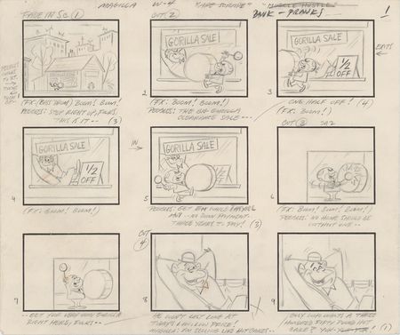 Lot #765 The Magilla Gorilla Show production storyboard for Bank Pranks Storyboard - Image 1