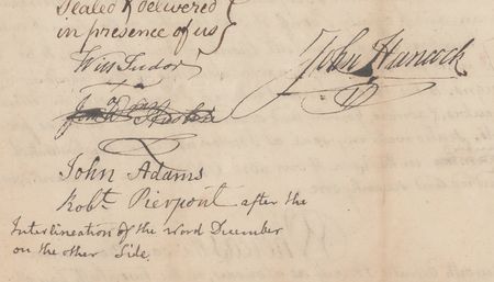 Lot #122 John Hancock and John Adams: Fellow ‘Sons of Liberty’ John Adams and John Hancock sign a 1771 legal document a year after the Boston massacre and before the coming Boston Tea Party - Image 3