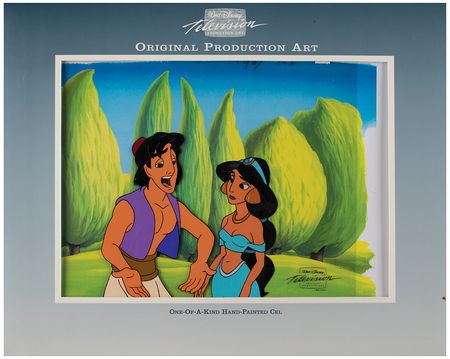 Lot #843 Aladdin and Jasmine production cels and matching drawings from Aladdin the television series Production Cel and Production Drawing - Image 1