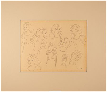 Lot #639 Frank Follmer preliminary model sheet drawing of Snow White from Snow White and the Seven Dwarfs Preliminary Model Sheet - Image 1