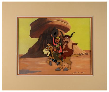 Lot #694 Pecos Bill, Widowmaker, and Bull production cel and production background from Melody Time Production Cel and Production Background - Image 1